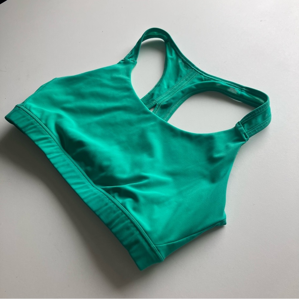 Athleta Teal Green High-Impact Racerback Sports Bra Size Large Workout Gym